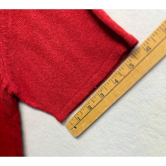 Vintage Sag Harbor Red Knit Sweater Top Short Sleeve Round Neck - Picture 7 of 7